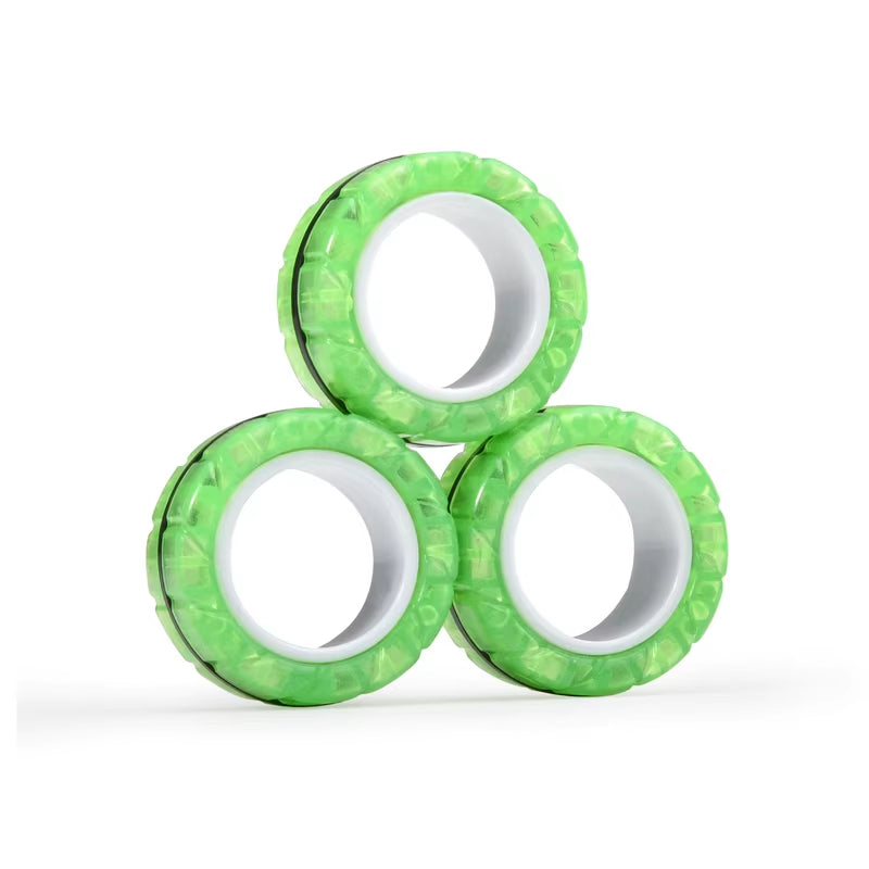 Magnetic Rings Fidget Spinners Stress Relief Toy for Kids Adult Anxiety Decompression Fidget Toys Sensory Cool Spinner Rings Set