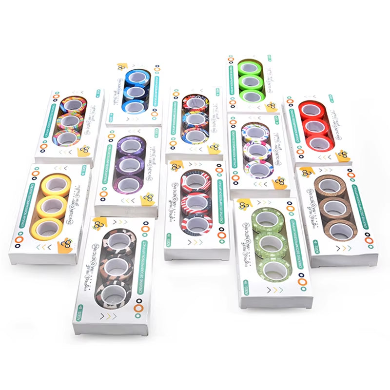 Magnetic Rings Fidget Spinners Stress Relief Toy for Kids Adult Anxiety Decompression Fidget Toys Sensory Cool Spinner Rings Set