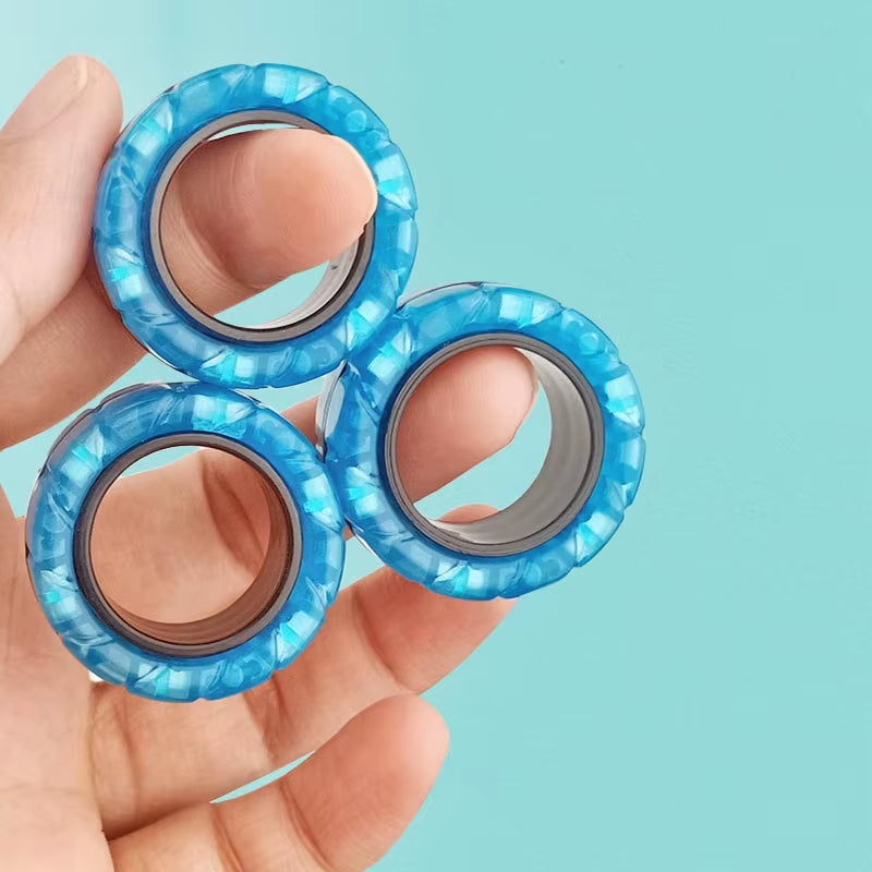 Magnetic Rings Fidget Spinners Stress Relief Toy for Kids Adult Anxiety Decompression Fidget Toys Sensory Cool Spinner Rings Set
