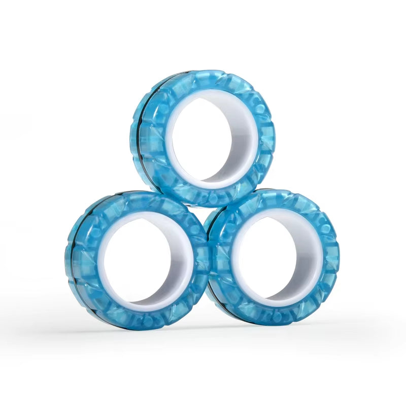 Magnetic Rings Fidget Spinners Stress Relief Toy for Kids Adult Anxiety Decompression Fidget Toys Sensory Cool Spinner Rings Set